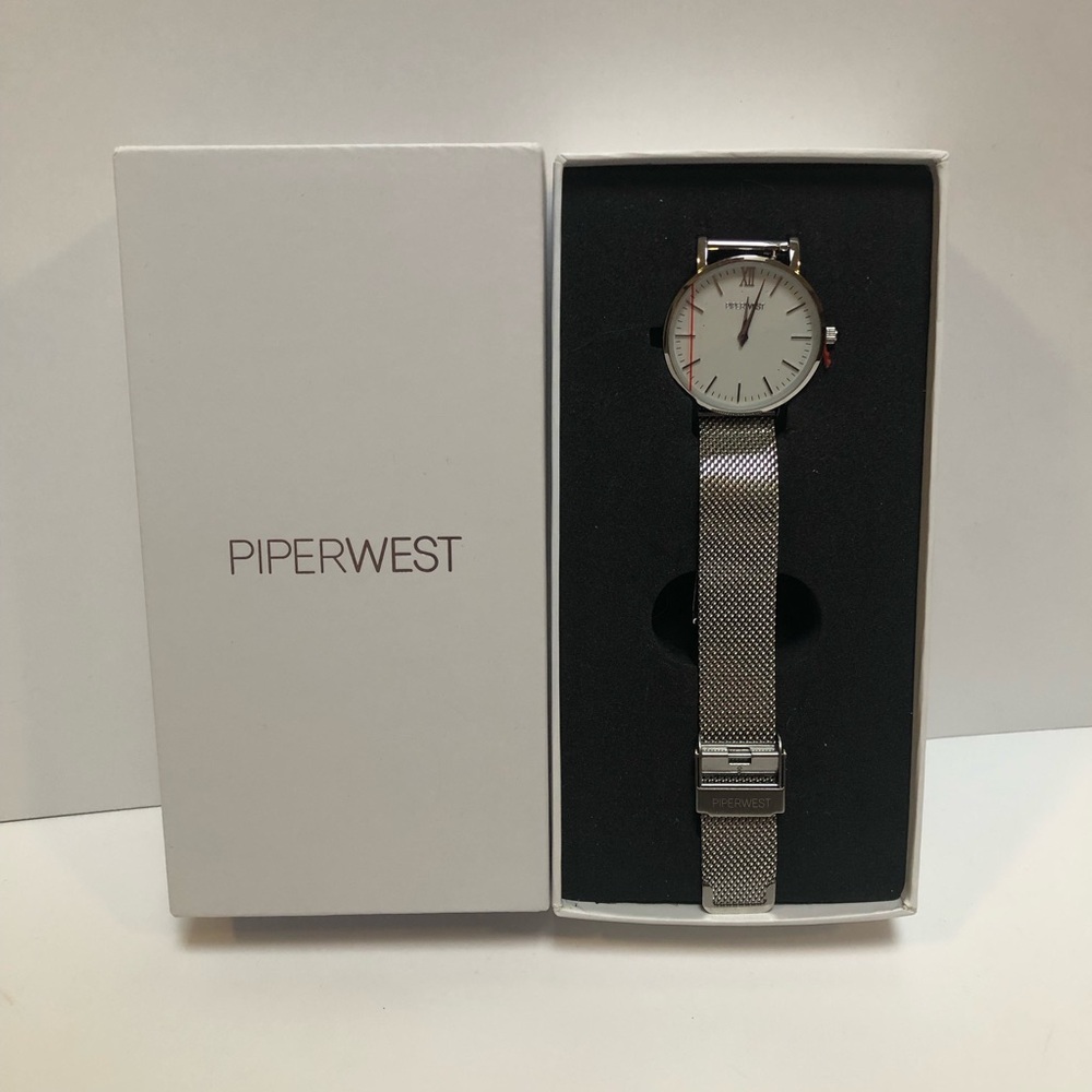 Piperwest Mini Mesh Minimalist Stainless Steel Watch NWT